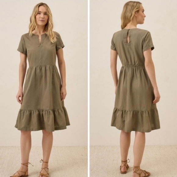 Pact Dresses & Skirts - Pact Organic Cotton Linen Canopy Notch Neck Dress